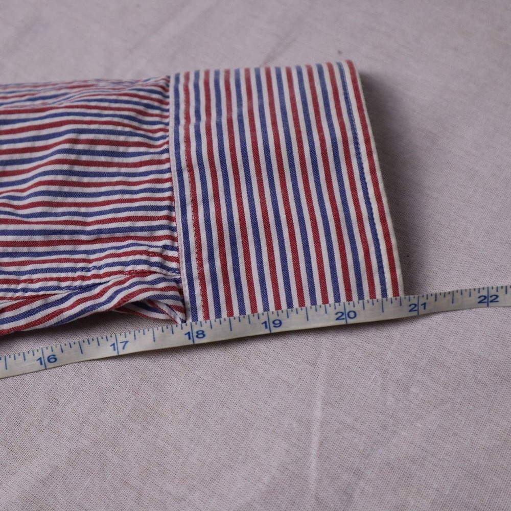 Boggi Milano Mens Red White Blue Striped Button Down Shirt Long Sleeve Cotton L - Picture 4 of 5
